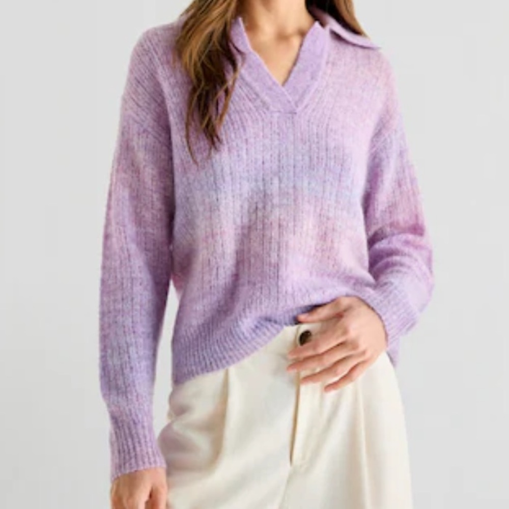 Scalpers Polo Brushed Jumper Sweater In Purple Lilac — image 3 of 8